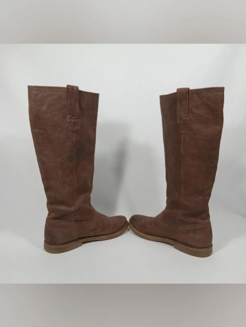 FRYE Celia x Stitch tall riding boots in brown Women's Size 6.5